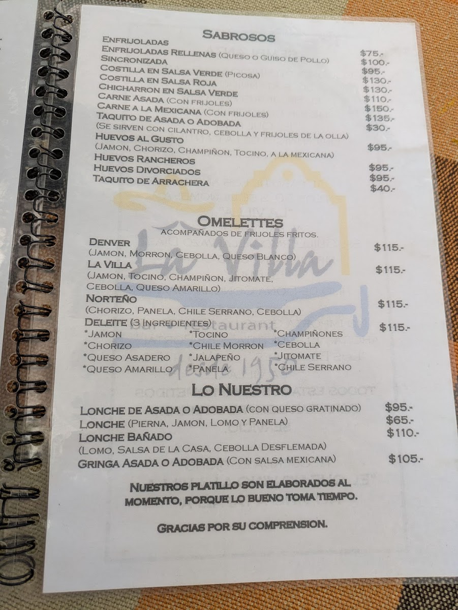 La Villa Tapalpa Restaurante Bar Menu - Image 1